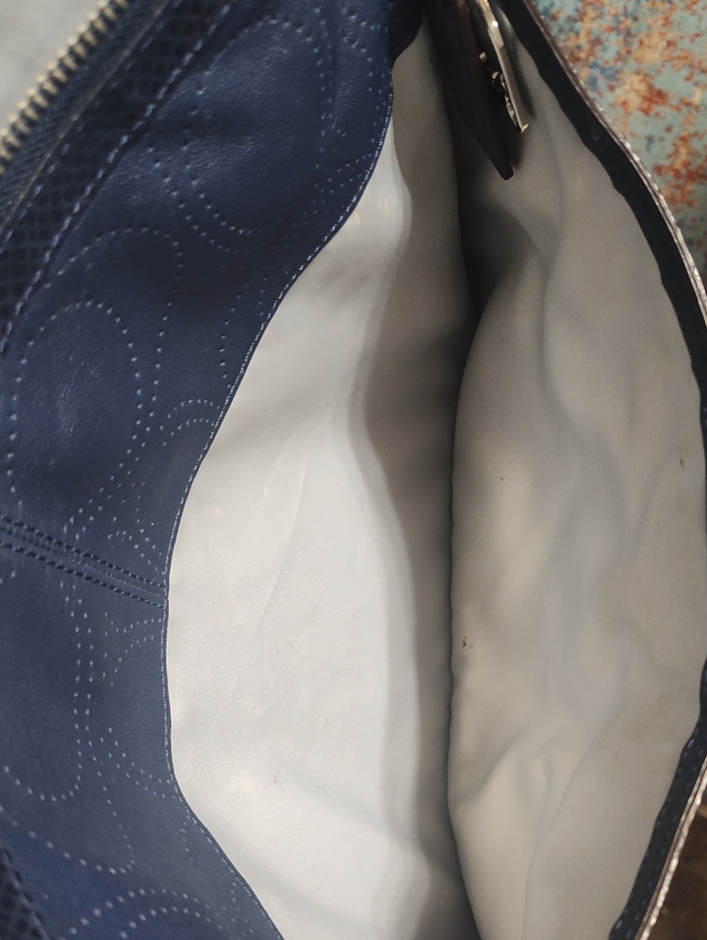 Coach Park Perforated Sig C Leather Duffle Snake Emboss Leather Trim Authentic - Picture 11 of 13